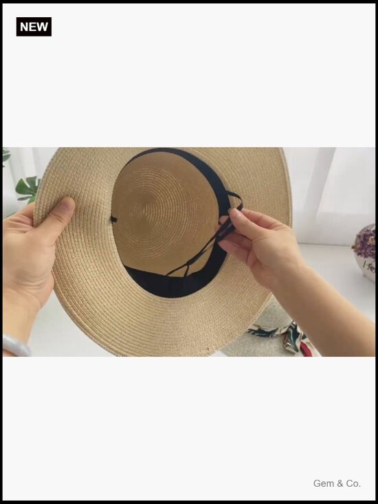 Wide Brim Foldable Straw Sun Hat UPF 50+ Travel Beach Hat main image 5
